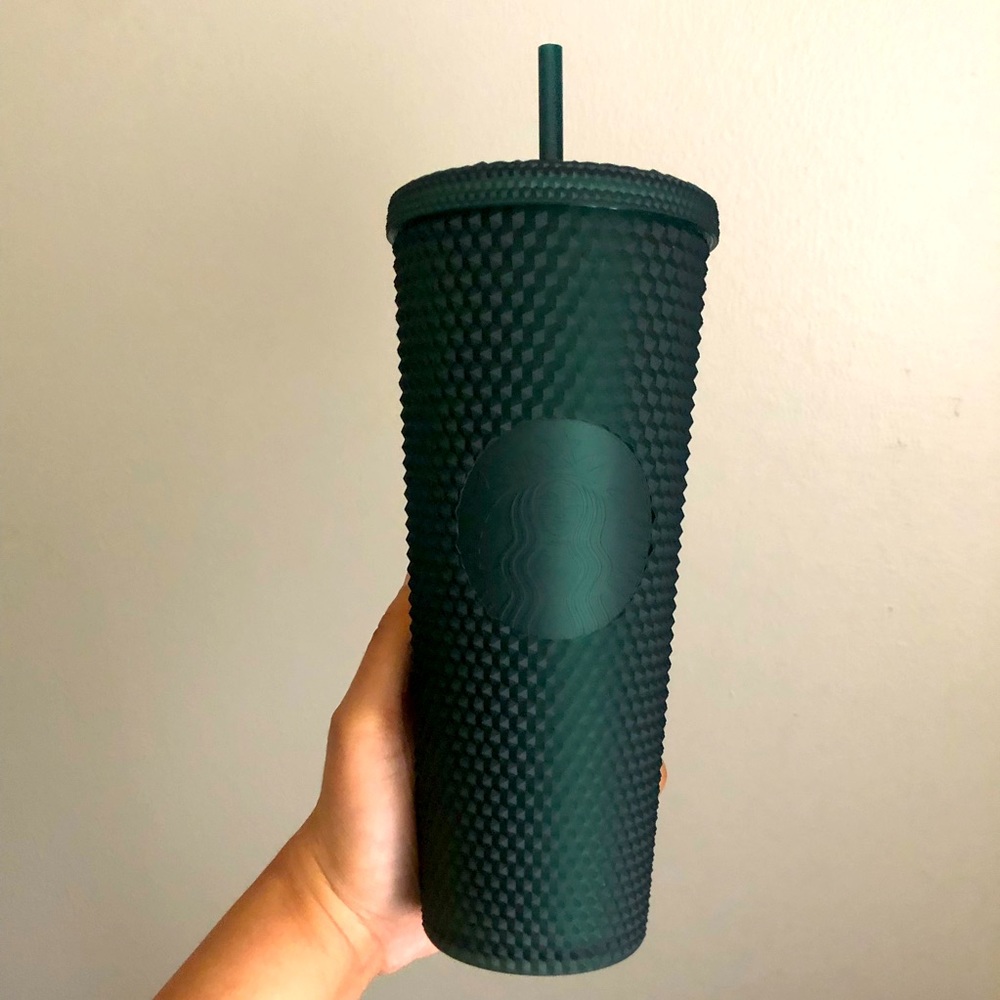 Dark Green Studded Starbucks Tumbler